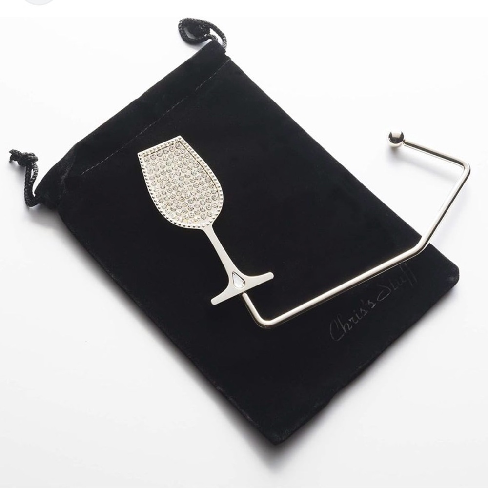 Wine Glass Silver Purse Hanger